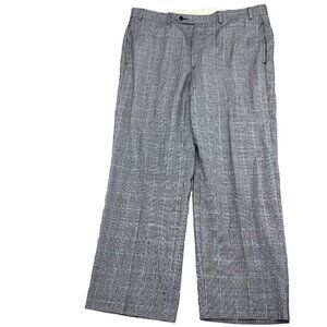 Brooks Brothers 346 Pants Men 36W 32L Black Blue Prince Edward Plaid Madison Fit